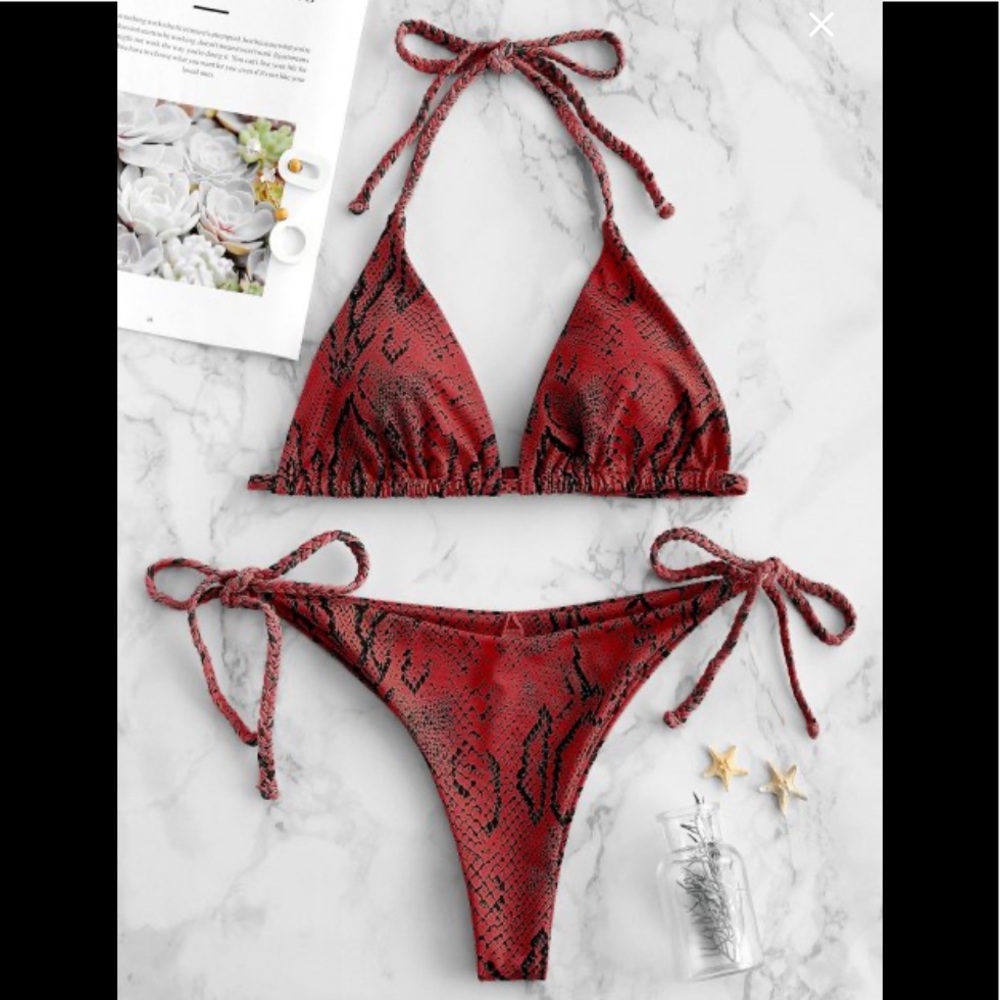 Zaful red snakeskin bikini